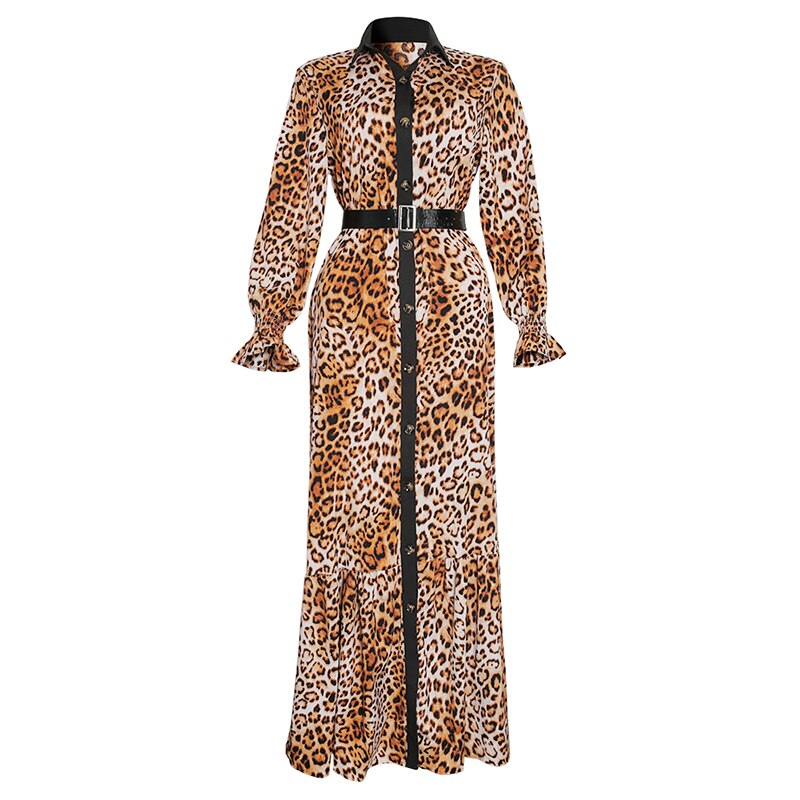 MD African Print Leopard Dress Women Dashiki Maxi Dresses Muslim Fashion Abaya Plus Size Ankara Female Clothing Evening Gown