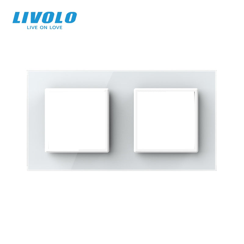 Livolo Luxury White Pearl Crystal Glass, EU standard, Double Glass Panel For Wall Switch&Socket, C7-2SR-11  (4 Colors)