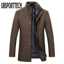 Winter Warm Wool Blend Coat Men Thick Overcoats Topcoat Mens Single Breasted Jackets And Coats With Adjustable Vest Men&