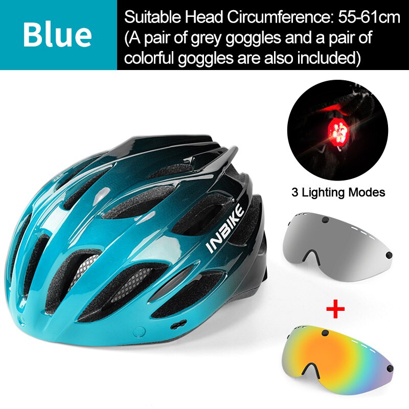 INBIKE Light Bicycle Helmet Safe Hat For Men Women Ultralight MTB Bike Helmet with Taillight Sport Riding Cycling Helmet IH19301