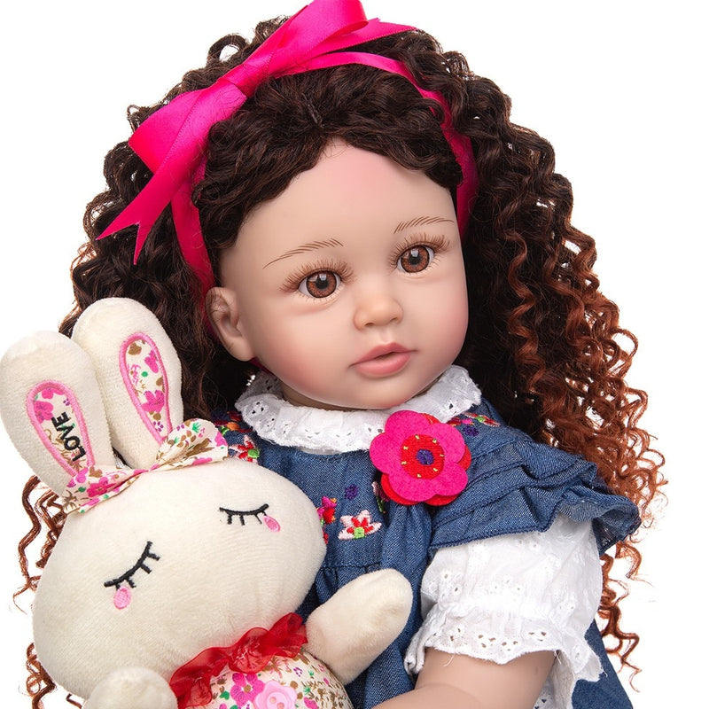 Neues Design Dichte Locken als Prinzessin Reborn Babypuppen Lebensechte 60 CM Kleinkind Bebe Puppen Spielzeug Kinder Cosplay Playmate Geburtstagsgeschenk