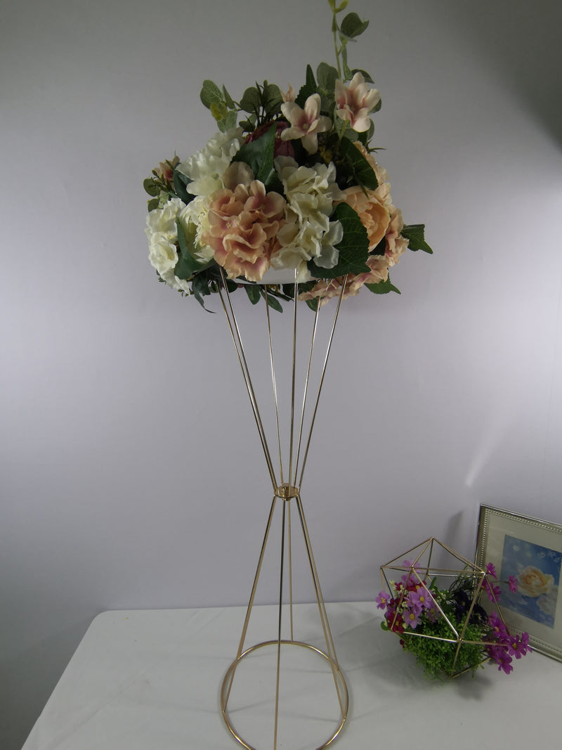 70CM/50CM Flower Vases Gold/ White Flower Stands Metal Road Lead Wedding Centerpiece Flowers Rack For Event Party Decoration