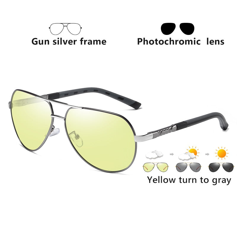 Aviation Discoloration Driving Photochromic Sunglasses Men Polarized Chameleon Day Night Vision UV400 Women gafas de sol hombre