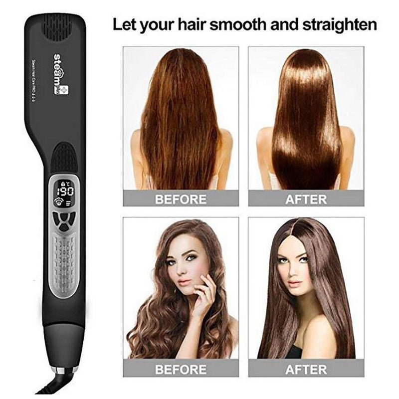Professional Hair Straightener Steam Electric Hair Hot Comb Dual Voltage Titanium Flat Iron Hair Curler Hairstyles Tool For Hair