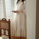 Hanxiuju Vintage Embroidery White Lace Women&
