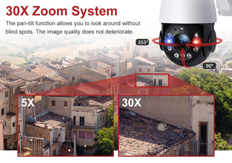 Anpviz 5MP Wifi IP PTZ Cámara Láser Exterior 30X Zoom 4.7-94mm Velocidad Domo Vigilancia Cámara inalámbrica 150m IR Distancia Audio