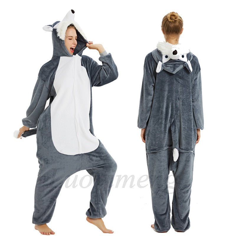 Kigurumi Unicornio Pijama Stitch Adulto Animal Onesie Mujeres Hombres Pareja Pijamas Invierno Pijamas Traje Panda Ropa de dormir Pijamas de franela