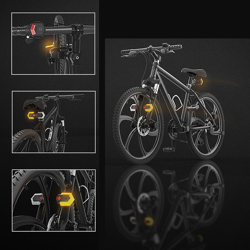 Gran oferta, 1 Juego de señales de giro para bicicleta, luz trasera delantera, Control remoto inalámbrico inteligente, luz para bicicleta, advertencia de seguridad para ciclismo, luz trasera LED