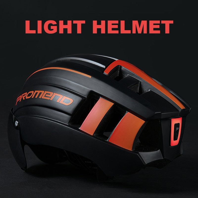 Casco de ciclismo de carreras para hombres y mujeres con gafas y luz trasera ultraligero MTB casco de bicicleta de carretera al aire libre casco de bicicleta de montaña