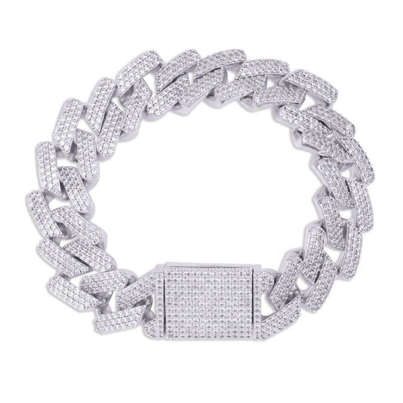 TOPGRILLZ Micro paved Cubic Zircon Big Box Clasp 20mm Cuban Bracelet Bling Hip hop Jewelry  AAA CZ Cuban Chain Bracelet 7-9 Inch