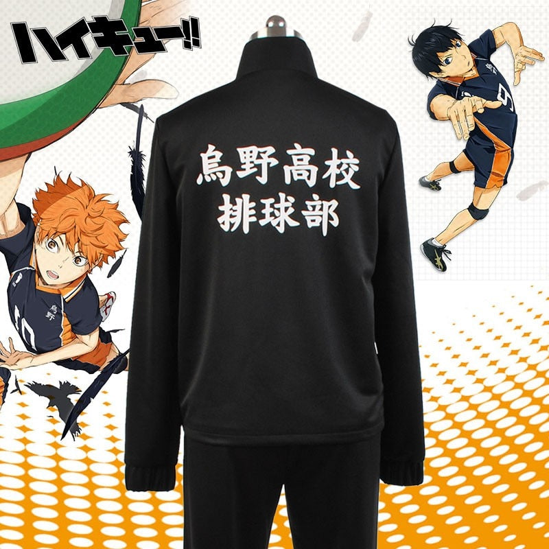 2020 Neue Anime Haikyuu Cosplay Jacke Haikyuu Schwarz Sportswear Karasuno High School Volleyball Club Uniform Kostüme Mantel