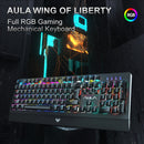 AULA RGB Gaming Mechanical Keyboard Blue Black Switch Wired Backlit Keyboard 104 Keys Anti-ghosting for Laptop Desktop PC Gamer