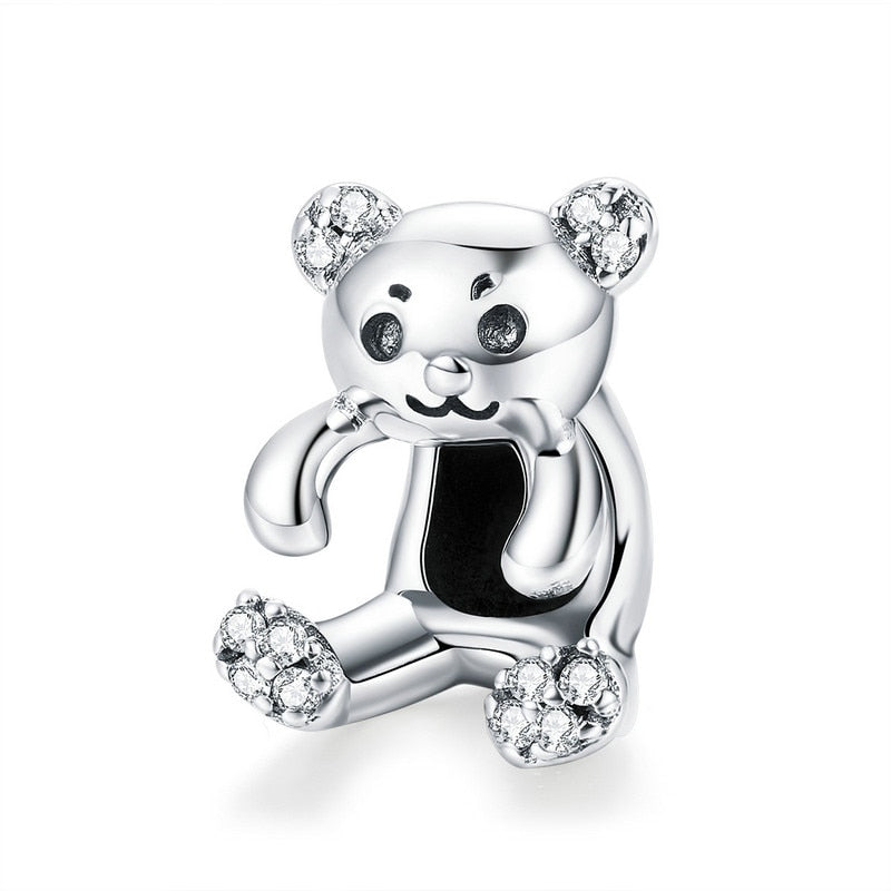 bamoer Cute Baby Cat Metal Beads Charm for Women European Luxury Bracelet 925 Sterling Silver Fashion Jewelry SCC1305