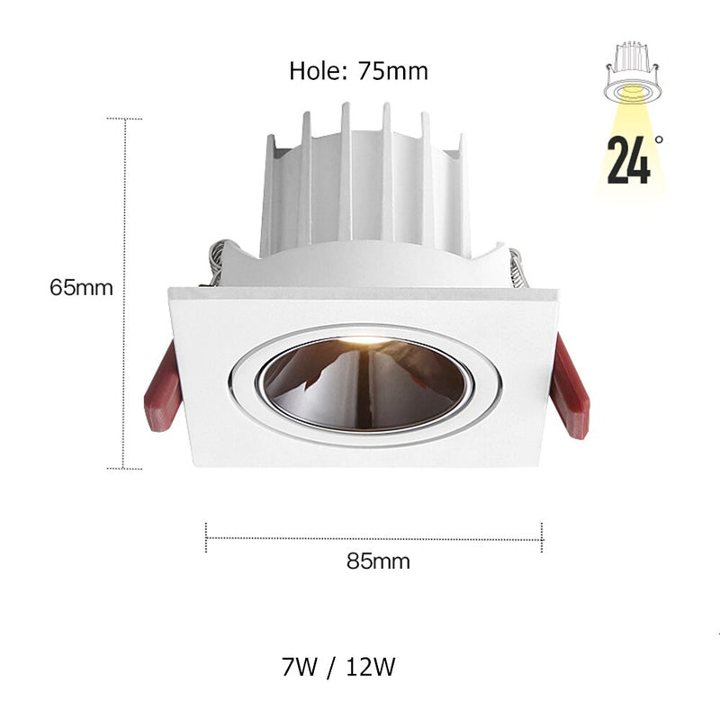 Foco empotrable de techo LED de cabeza simple/doble, 24W, 7W, foco LED, foco COB antideslumbrante, accesorio de iluminación led para interiores