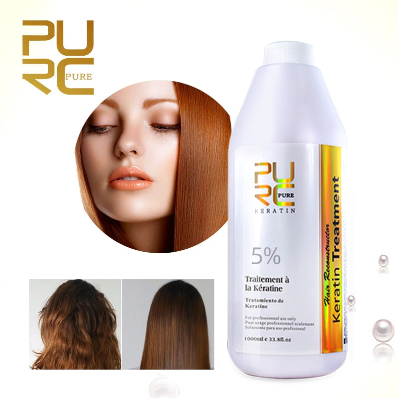 PURC Brazilian Keratin Hair Treatment Formalin 5% 1000ml Straightening For Deep Curly Hair Treatment Hair Scalp Care Products