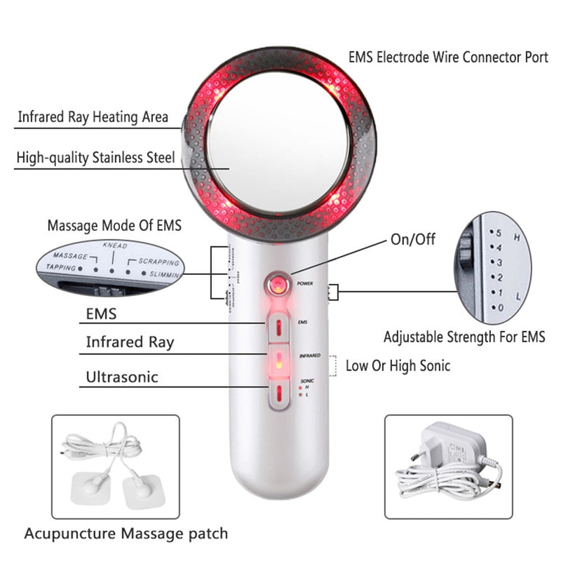 Infrared Ultrasonic EMS Body Slimming Massager Weight Loss Fat Burner Galvanic Therapy Ultrasound Cavitation Beauty Machine