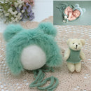 Baby Photography Props  Newborn Photography Hat Bear Doll  Newborn Hat Photography Accessories (1pc Baby Hat and 1pc Bear Doll)