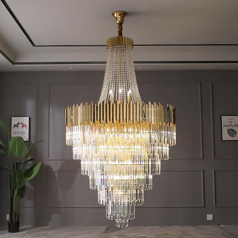 Large crystal chandelier gold luxury villa living room decoration LED chandelier