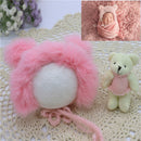 Baby Photography Props  Newborn Photography Hat Bear Doll  Newborn Hat Photography Accessories (1pc Baby Hat and 1pc Bear Doll)