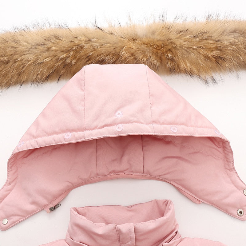 Parka Real Fur Hooded Boy Baby Overalls Winter Down Jacket Warm Kids Coat Child Snowsuit Snow toddler girl Clothes Clothing Set