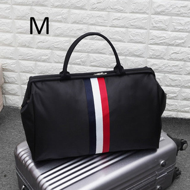 Korean Version Overnight Weekend Traveling Bag Strip Handbag Big Travel Bag Luggage Men&