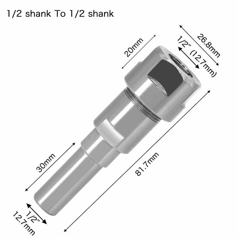 Broca para enrutador de vástago de 1/4 ", 8mm, 12mm, 1/2", convertidor de varilla de extensión, accesorios para máquina de grabado para fresa de madera