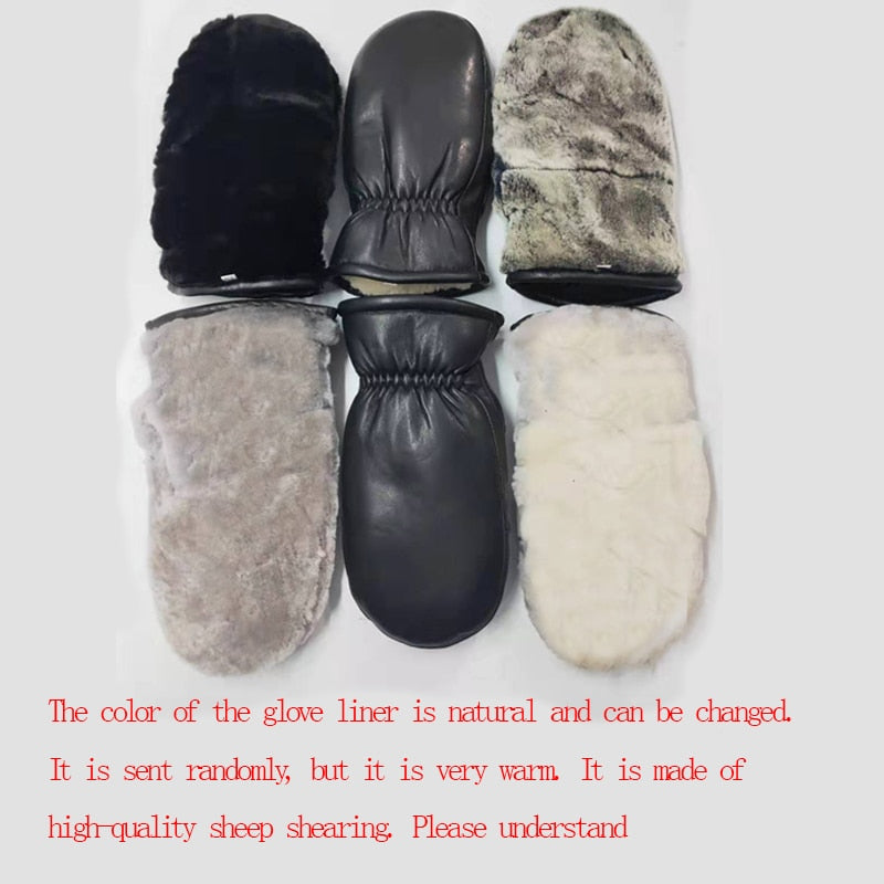 Guantes de piel de oveja 2022 para hombre, guantes de cuero genuino para hombre, guantes térmicos gruesos de piel cálida para invierno y exteriores