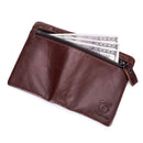 BULLCAPTAIN, billetera corta con hebilla de tres pliegues y cremallera, billetera de cuero de vaca para hombre, monedero, tarjetero, tarjetero RFID