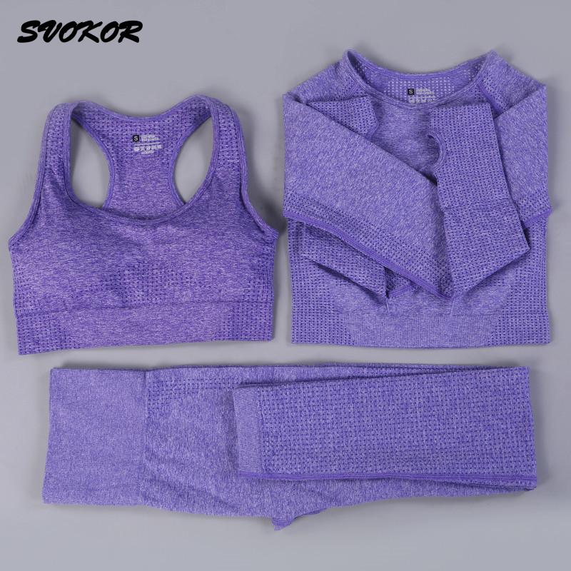 SVOKOR, conjunto de Yoga para mujer, ropa de Fitness de puntos sin costuras, ropa de entrenamiento estampada, ropa deportiva para gimnasio, mallas Push Up, sujetador, traje deportivo