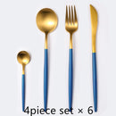 24Pcs/set Steak Knife Fork Coffee Spoon Teaspoon Gold Cutlery Kitchen Tableware Upscale Stainless Steel Western Tableware Set