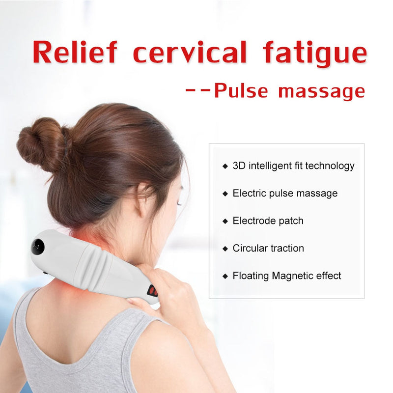 Electric Neck Massager Pulse Back 6 Modes Rechargeable Power Control Far Infrared Heating Pain Relief Cervical Physiotherapy