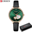CURREN Watches Women Fashion Leather Quartz Wristwatch Charming Rhinestone Female Clock Zegarki Damskie