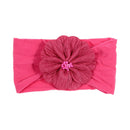 Nishine suave estiramiento satén Rosa flor bebé diadema nudo recién nacido ancho Nylon diademas turbante niñas sombreros niños foto Props
