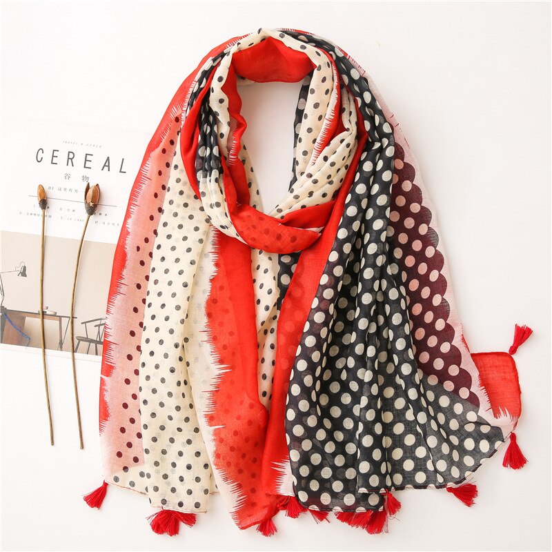 2020 fashion spring summer geometry printing cotton scarf with tassel fashion wraps shawls sunscreen beach hijabs wholesale