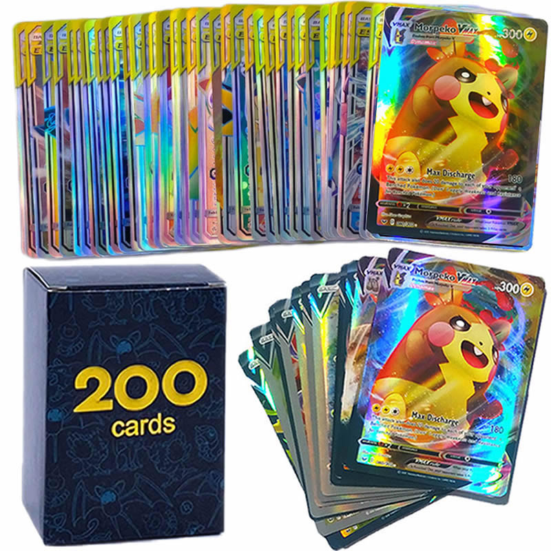 200 Uds Pokemon Card GX EX VMAX MEGA Booster Box juego en inglés Battle Trading Collection tarjeta brillante superventas niños juguetes regalo