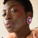 Pauli Manfi, nueva moda, pendientes multicolores de diamantes de imitación para mujer, pendientes elegantes con personalidad para mujer, pendientes de tuerca súper grandes