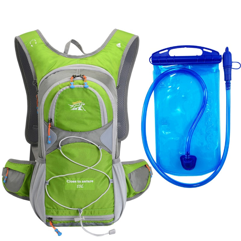 15L Deportes al aire libre Ciclismo Camping Mochila Senderismo Correr Bicicleta Equitación Hidratación Bolsa de agua Paquete Vejiga Mochila con casco Net