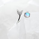Modian Colorful Crystal Cute Mermaid Tail Open Adjustable Authentic Sterling Silver 925 Ring for Women Original Fine Jewelry