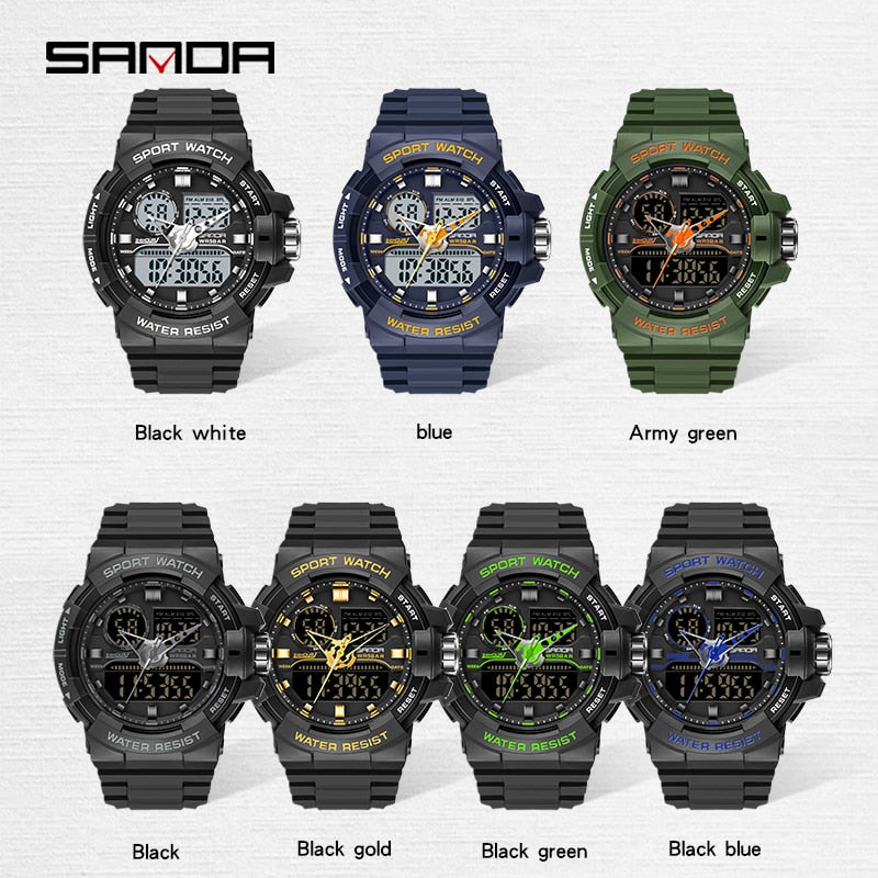 SANDA 2022 Top Brand Luxury Military Men's Watches 50M Waterproof Wristwatch Quartz Watch for Men Clock relogio masculino 6025