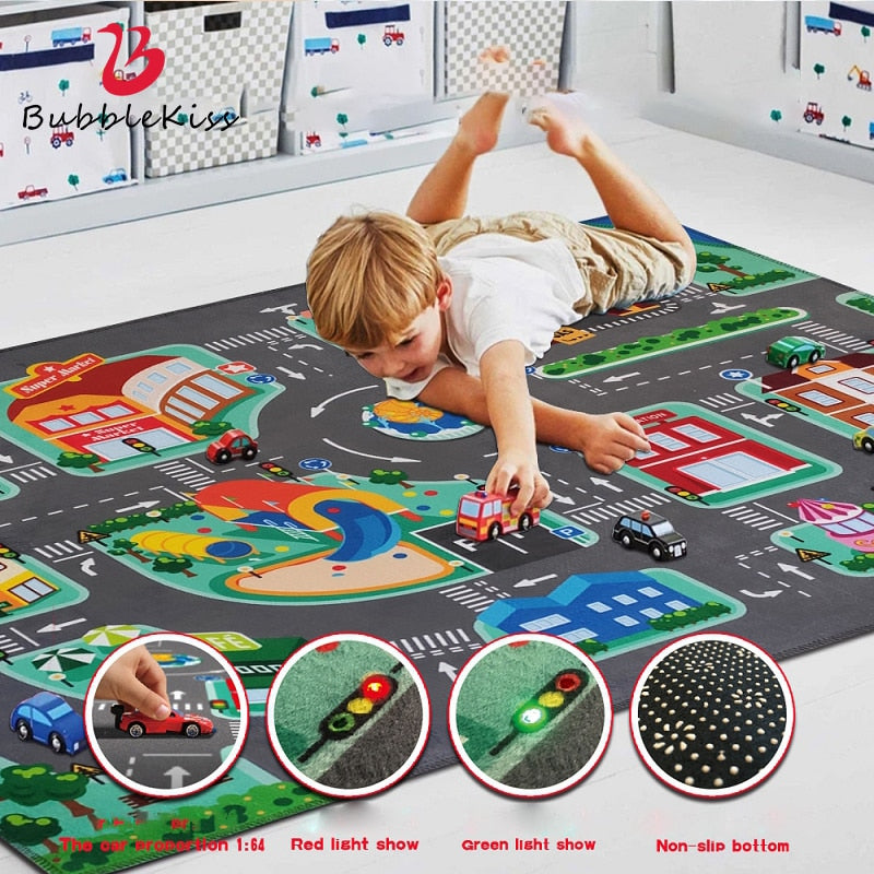 Children Play Mat LED Lighter Rode Rugs For Kid Play Children Carpets Climb Puzzle Present Fashion Floor Mat Car Birthday Gift