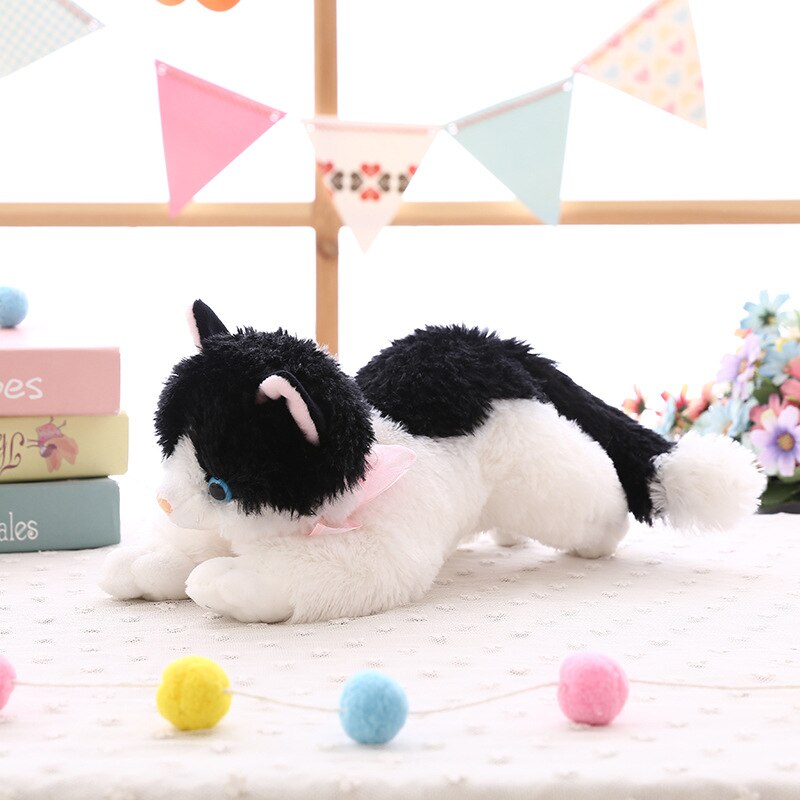 New cute plush cat white black soft stuffed plush toy animal gift for children boy girl toy gift 35-40cm