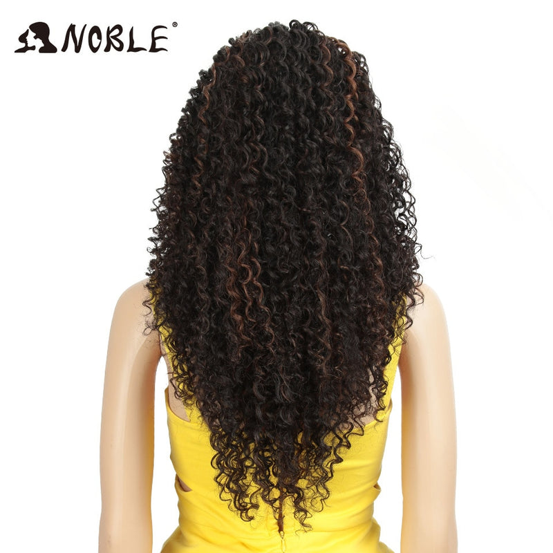 Noble Hair 26&quot;Inch Synthetic Lace Wig For Black Wig African American Long Kinky Curly Heat Resistant Fiber Wigs For Black Women