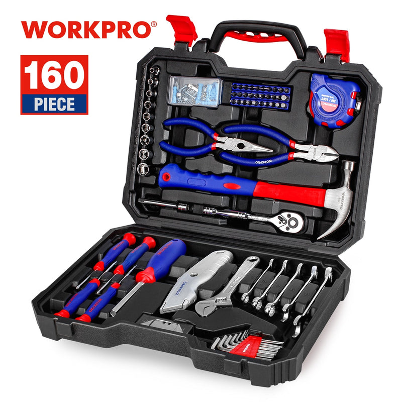 WORKPRO 160PCS home Tool Set Hand Tools for Daily Use Househould Tool Kits Screwdriver Set Wrench Knife Pliers