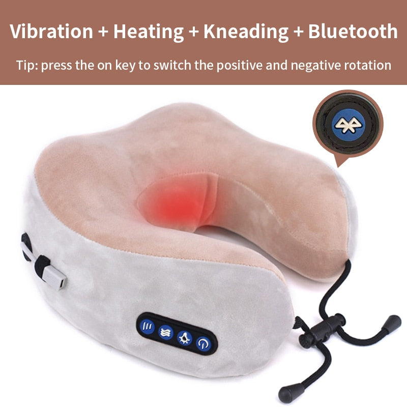 Elektrisches Nackenmassagegerät U-förmiges Kissen Multifunktionales tragbares Schulter-Zervixmassagegerät Outdoor Home Car Relaxing Massage