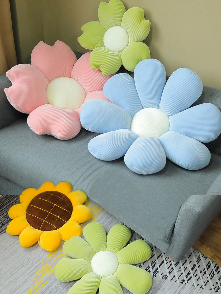 Cojín de flores de Margarita lavable, almohada de coche de peluche suave, cojín de silla de flor de melocotón, decoración de sofá para habitación femenina, regalo para cumpleaños de niña