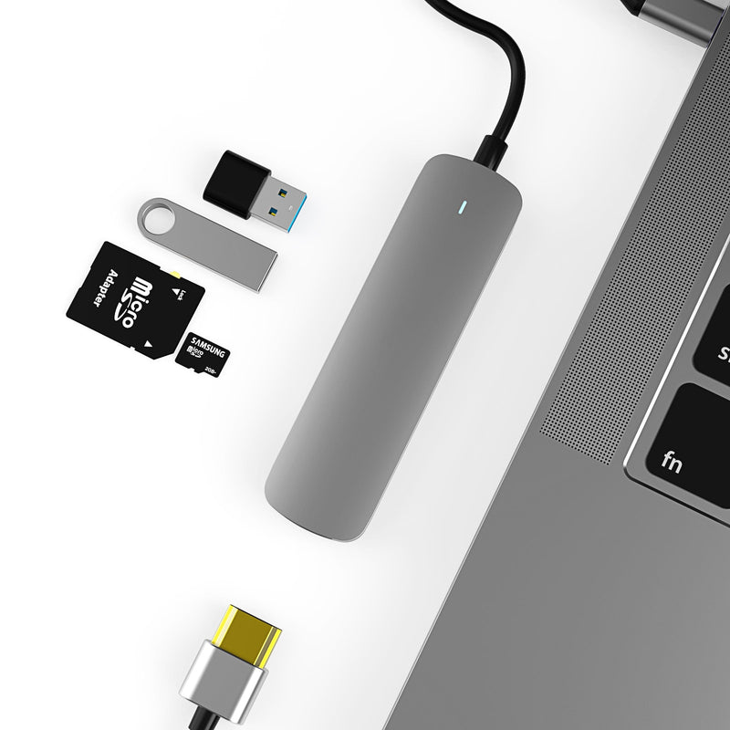 Estación de acoplamiento USB C Hub Aleación de aluminio tipo C a USB3.0 4K HDMI SD PD TF para Macbook Pro HP DELL Surface Lenovo Samsung