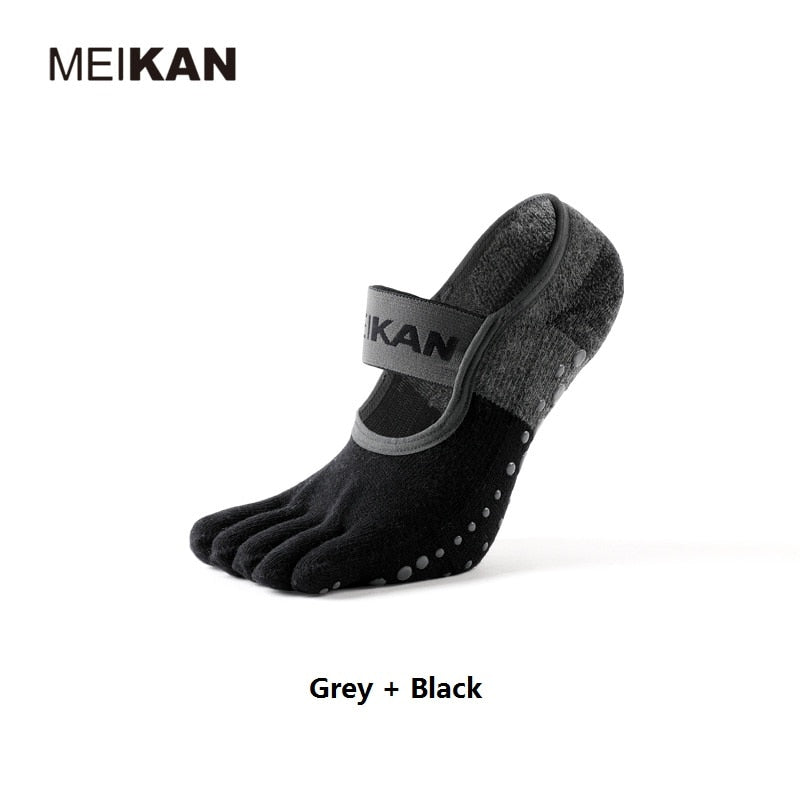 MKYG1902 MEIKANG, calcetines de Yoga para mujer, suela de rizo, antideslizante, 5 dedos, marca de alta calidad, danza, Pilates, Ballet, Yoga, Meias