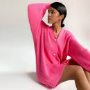 MUICHES Casual V-Neck Single Breasted Sweater Woman Lantern Sleeve Pearl Button Solid Oversized Cardigan 2021 New Fashion