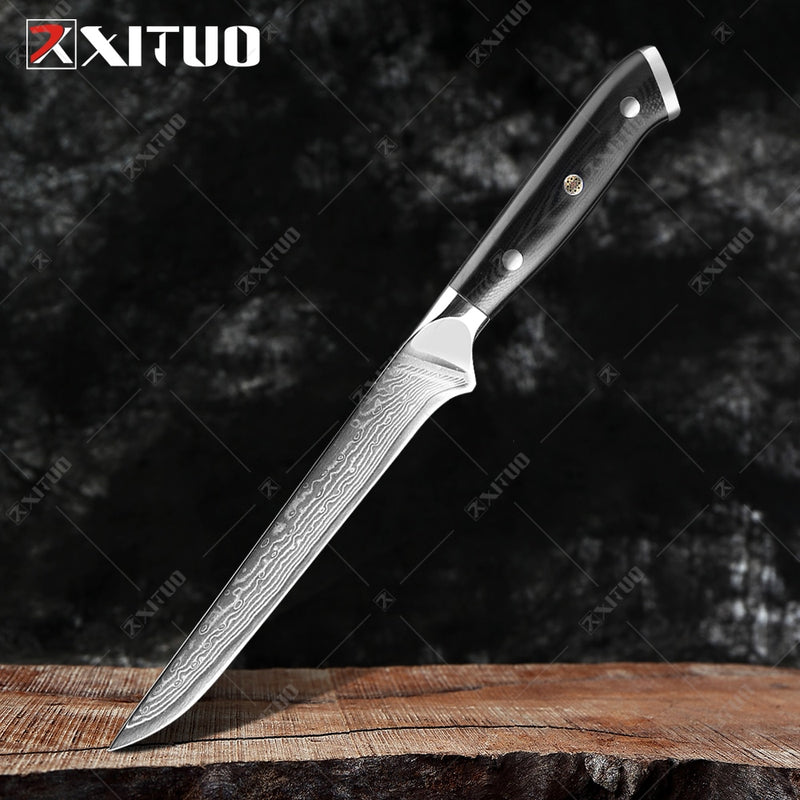 XITUO Damascus Chef Knife 1-8PCS Professional Japan Sankotu Cleaver Bone Knives Utility Kiritsuke Paring Kitchen Knife Cooking