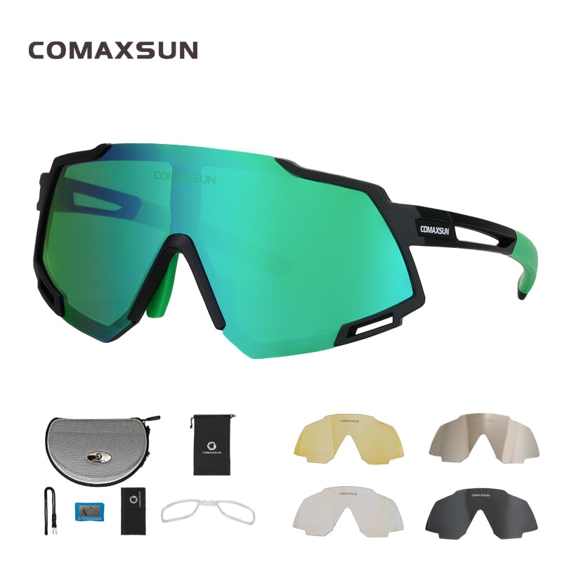 COMAXSUN Professional Polarized 5 Len Cycling Glasses MTB Road Bike Sport Mirror Sunglasses Riding Eyewear UV400 Bicycle Goggles